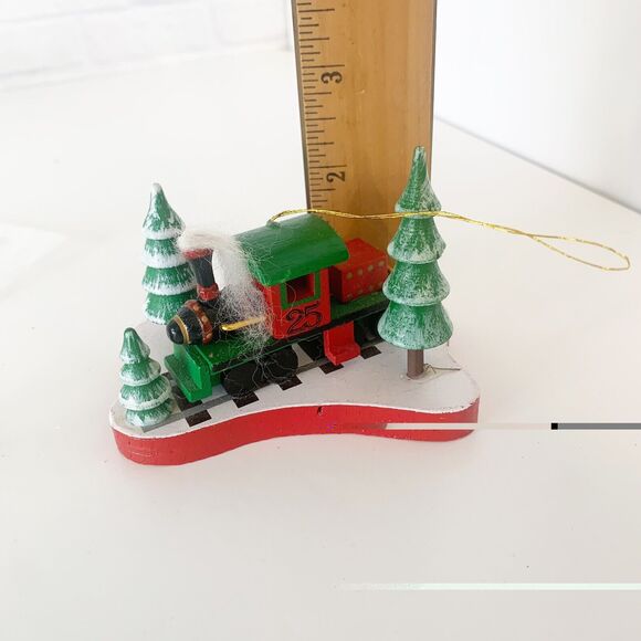 Vintage Roman Evergreen Express Wooden Christmas Train Ornament 1986 - Picture 7 of 8